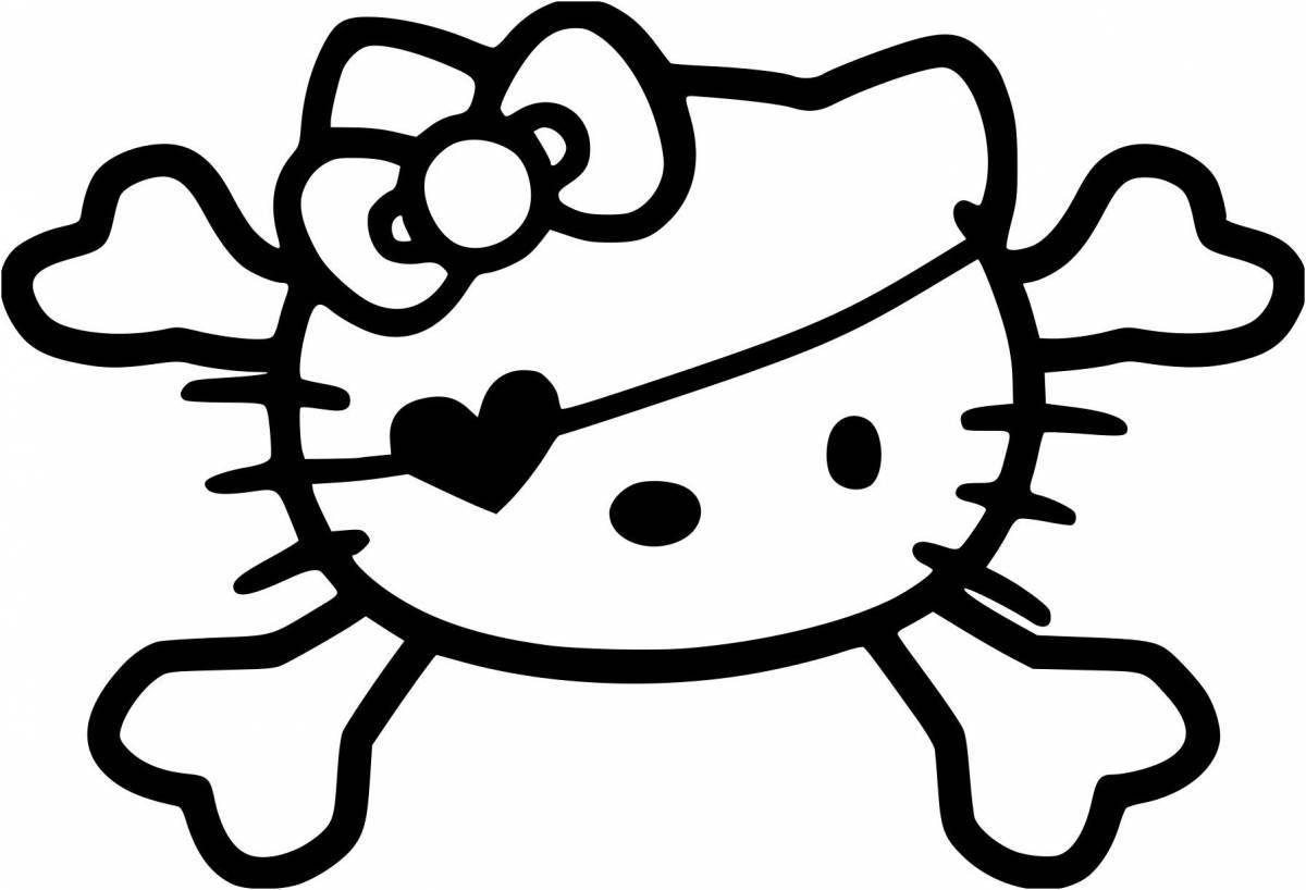 Playful hallow kitty kuromi coloring page