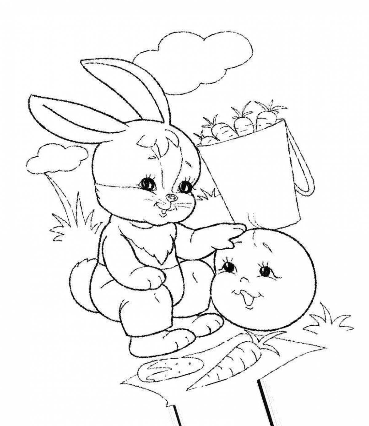 Coloring book joyful bun for children 3-4 years old