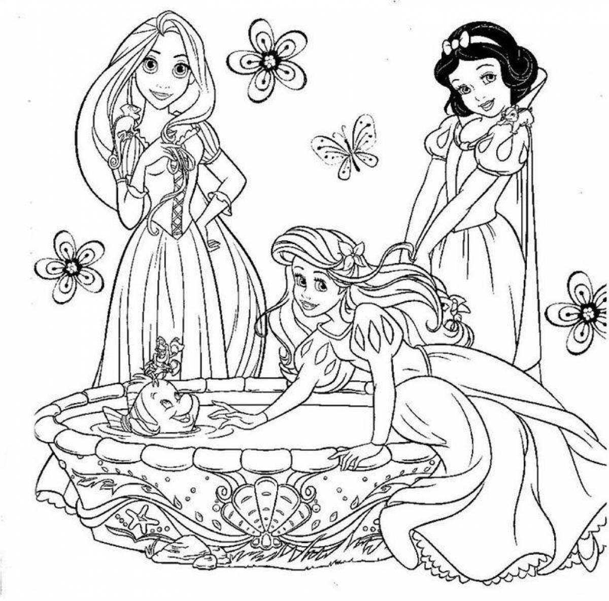 Shining coloring book for children 6-7 years old princess
