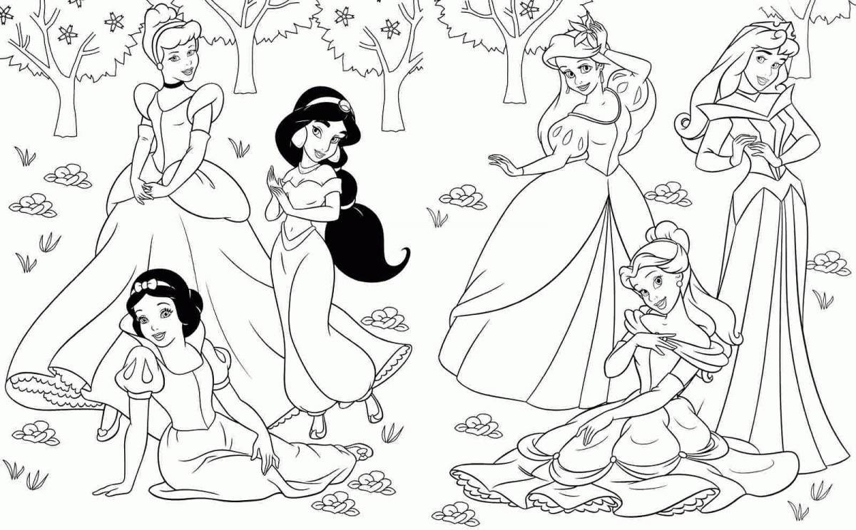 Cute princess coloring book for 6-7 year olds