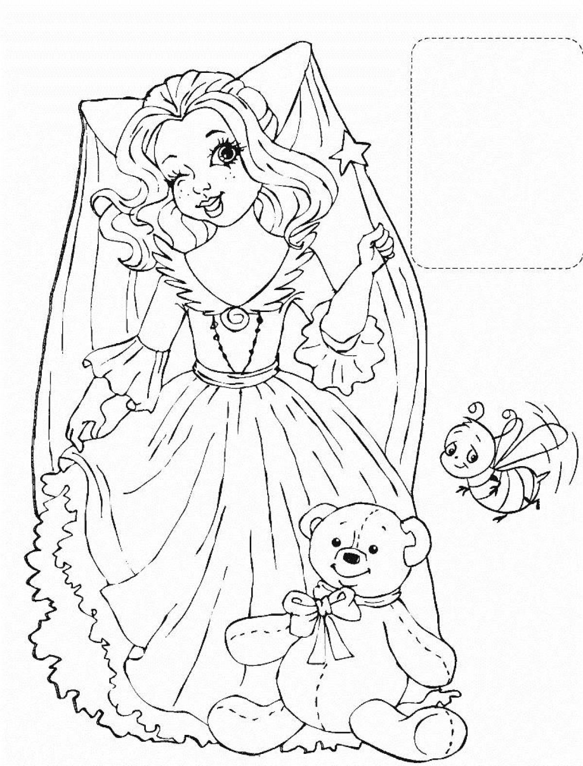 Glitter coloring book for children 6-7 years old princess