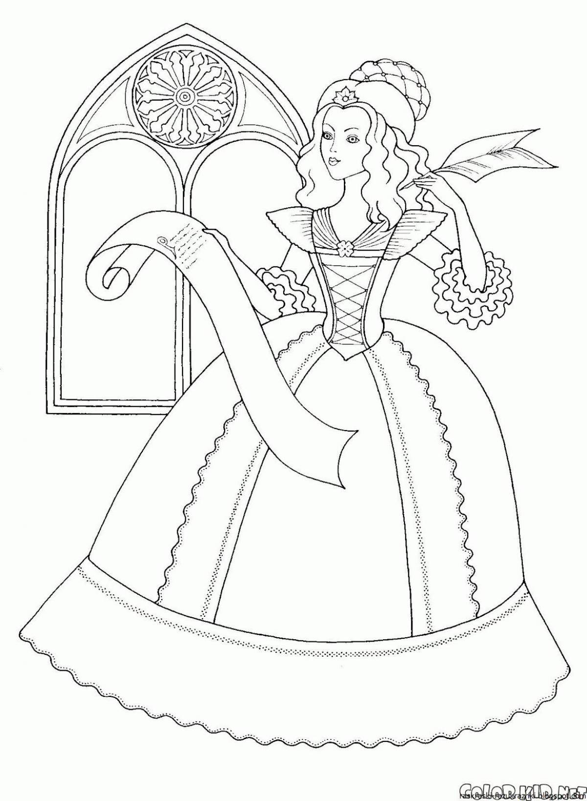 Colorful coloring book for children 6-7 years old princess