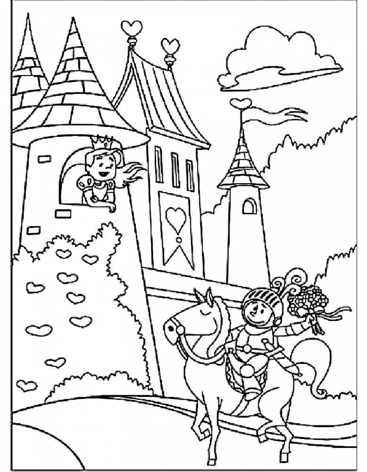 Coloring book gorgeous princess castle