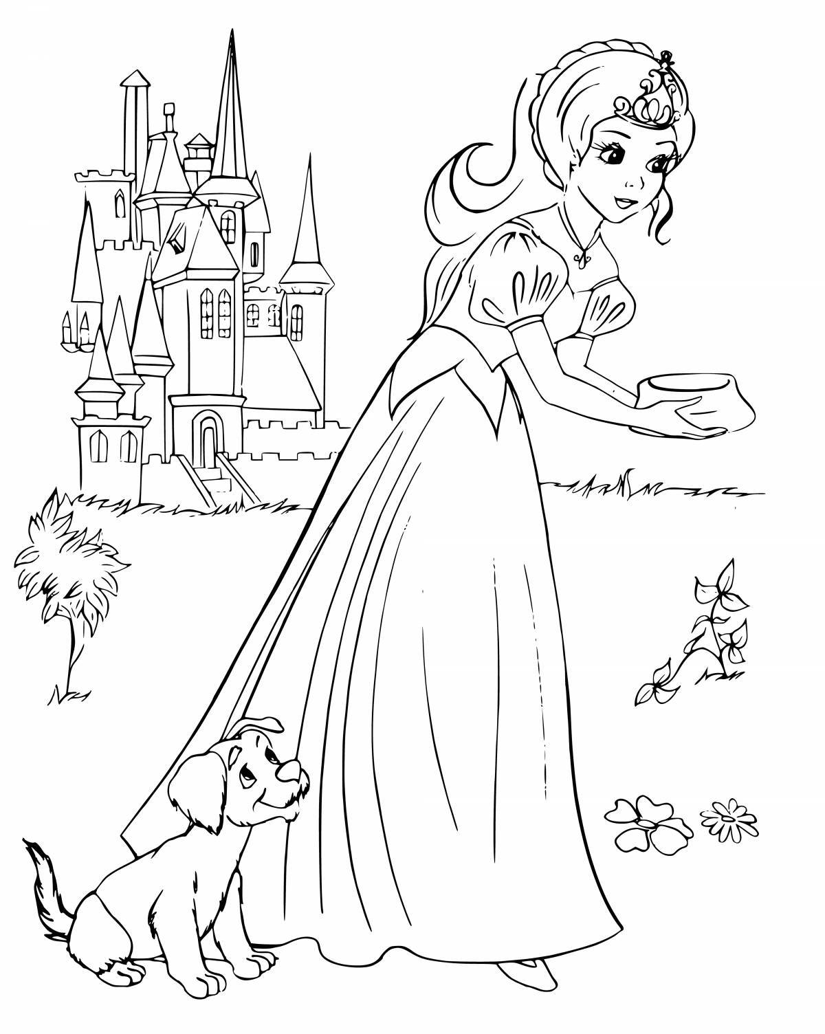 Glamorous princess castle coloring page