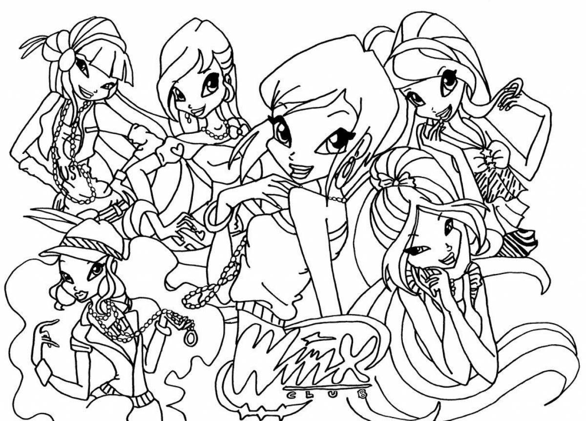 Winx club shining coloring page