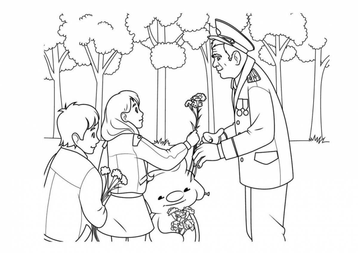 Charming flower coloring book for war heroes