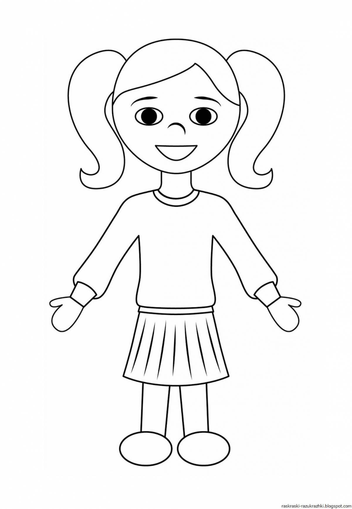 Coloring page with living person for kids