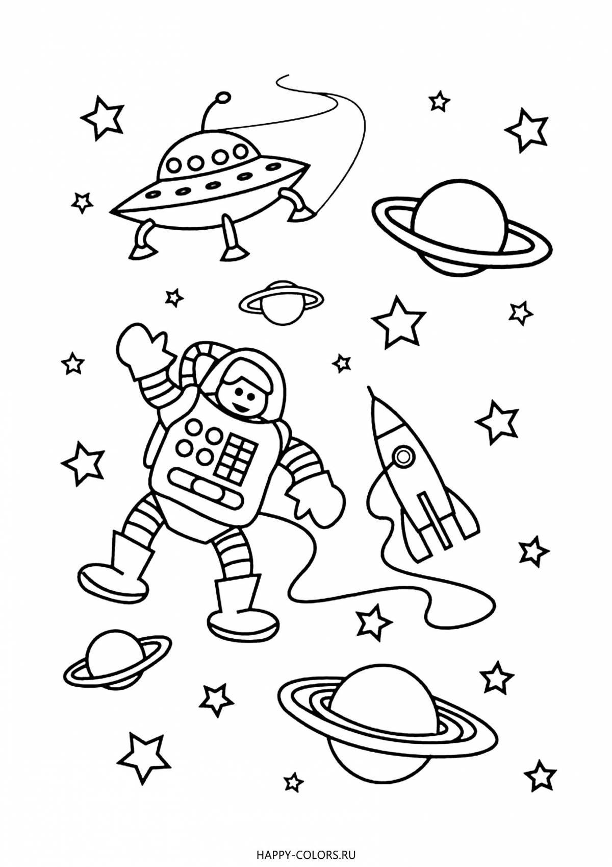 Intergalactic space coloring book for kids