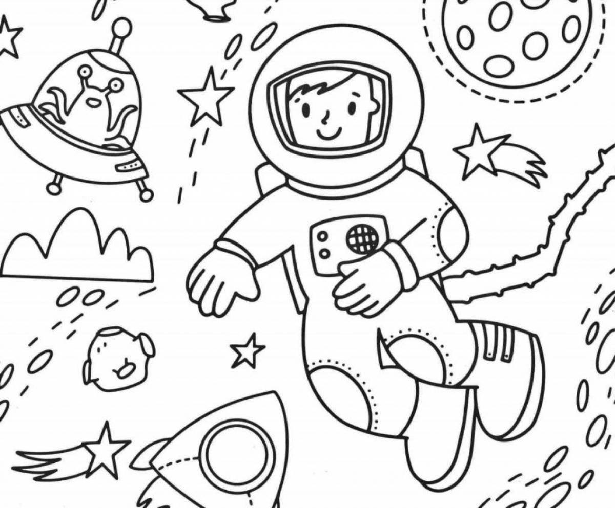 Luminous space coloring book for kids