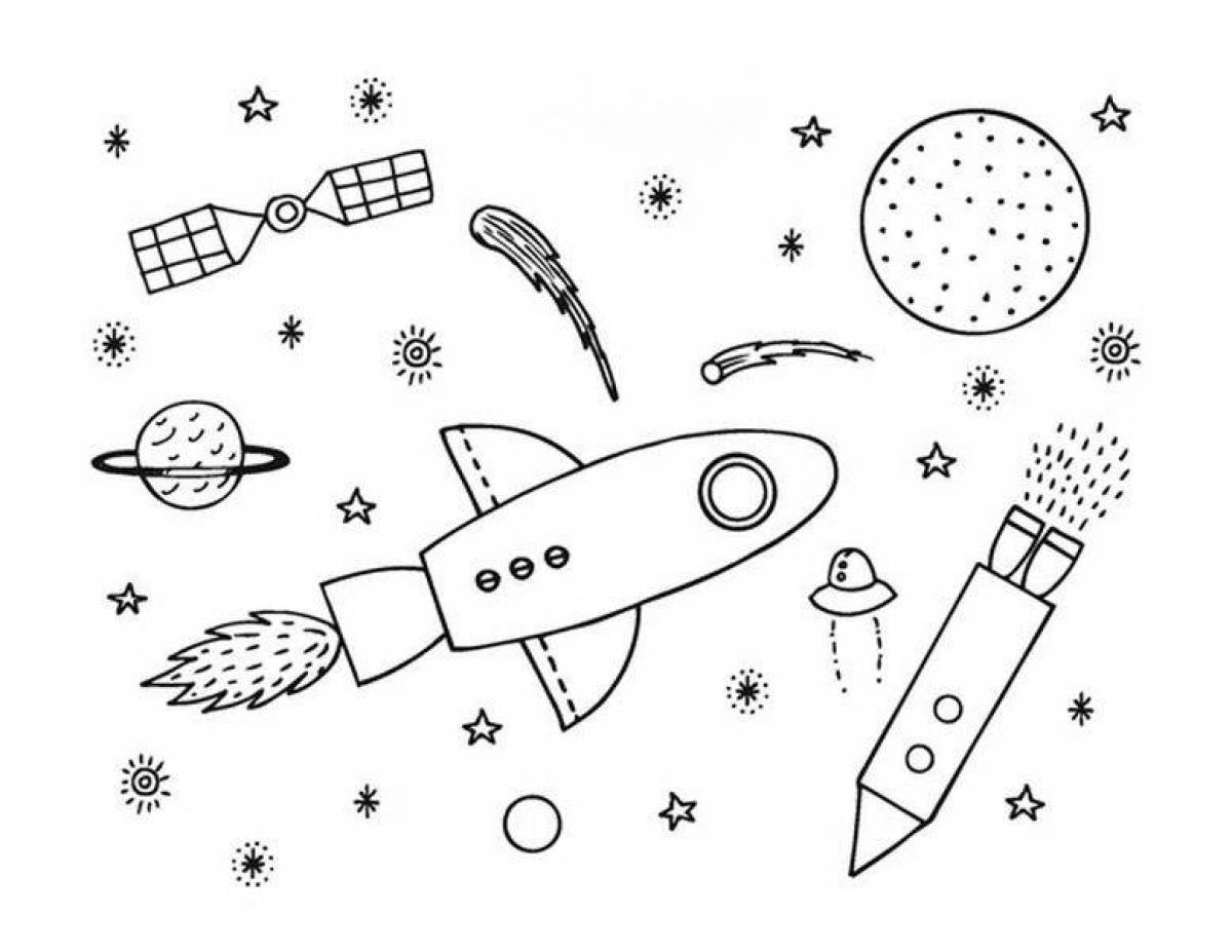 Glittering space coloring book for kids