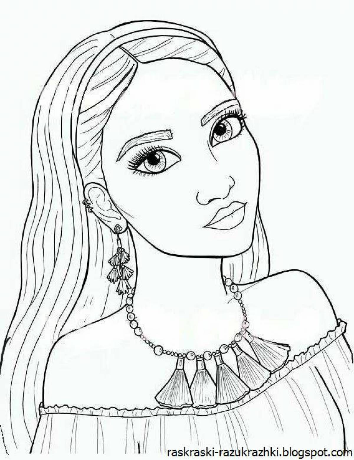 Glitter coloring pages for girls face makeup
