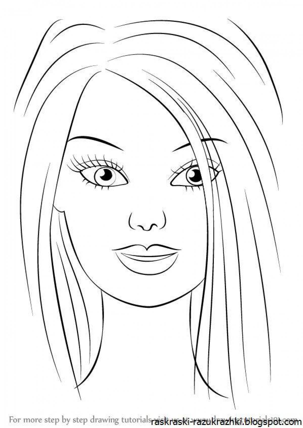 Luminous coloring page face makeup for girls