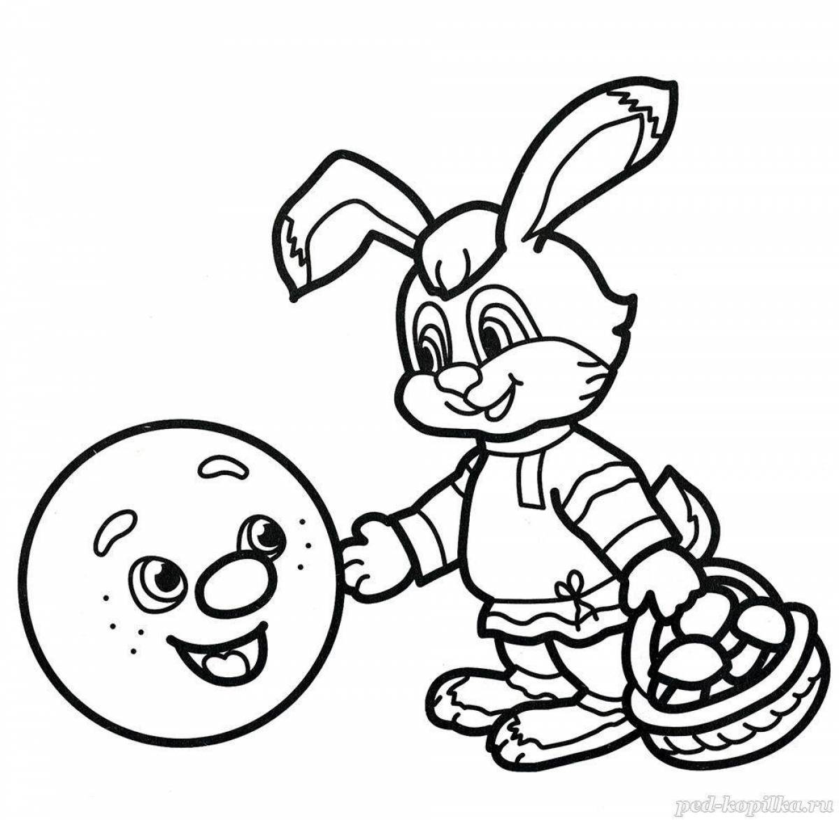 Заяц из колобка раскраска для детей