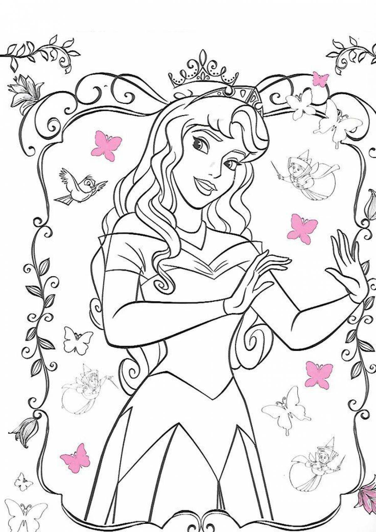 Playful aurora coloring page