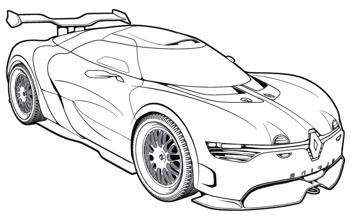 Coloring book of a bright sports car