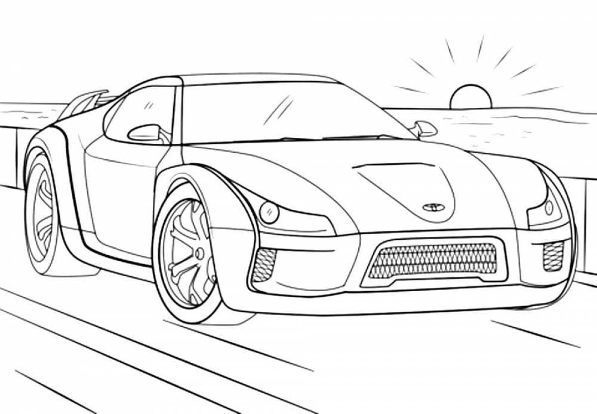 A striking sports car coloring page