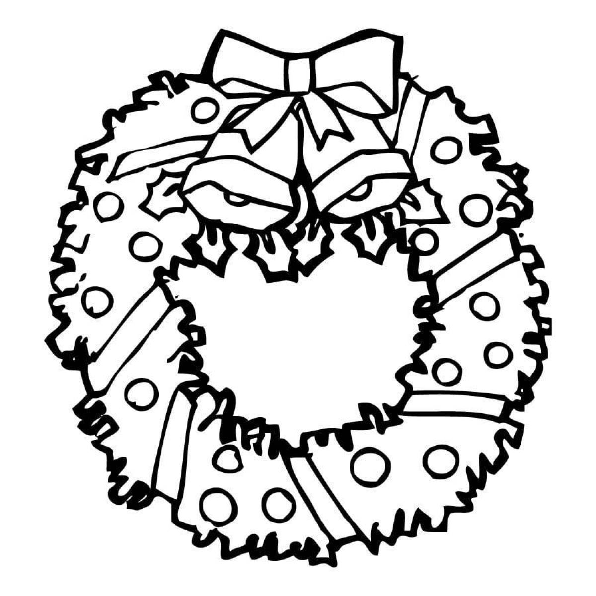 Coloring page Joyful Christmas wreath