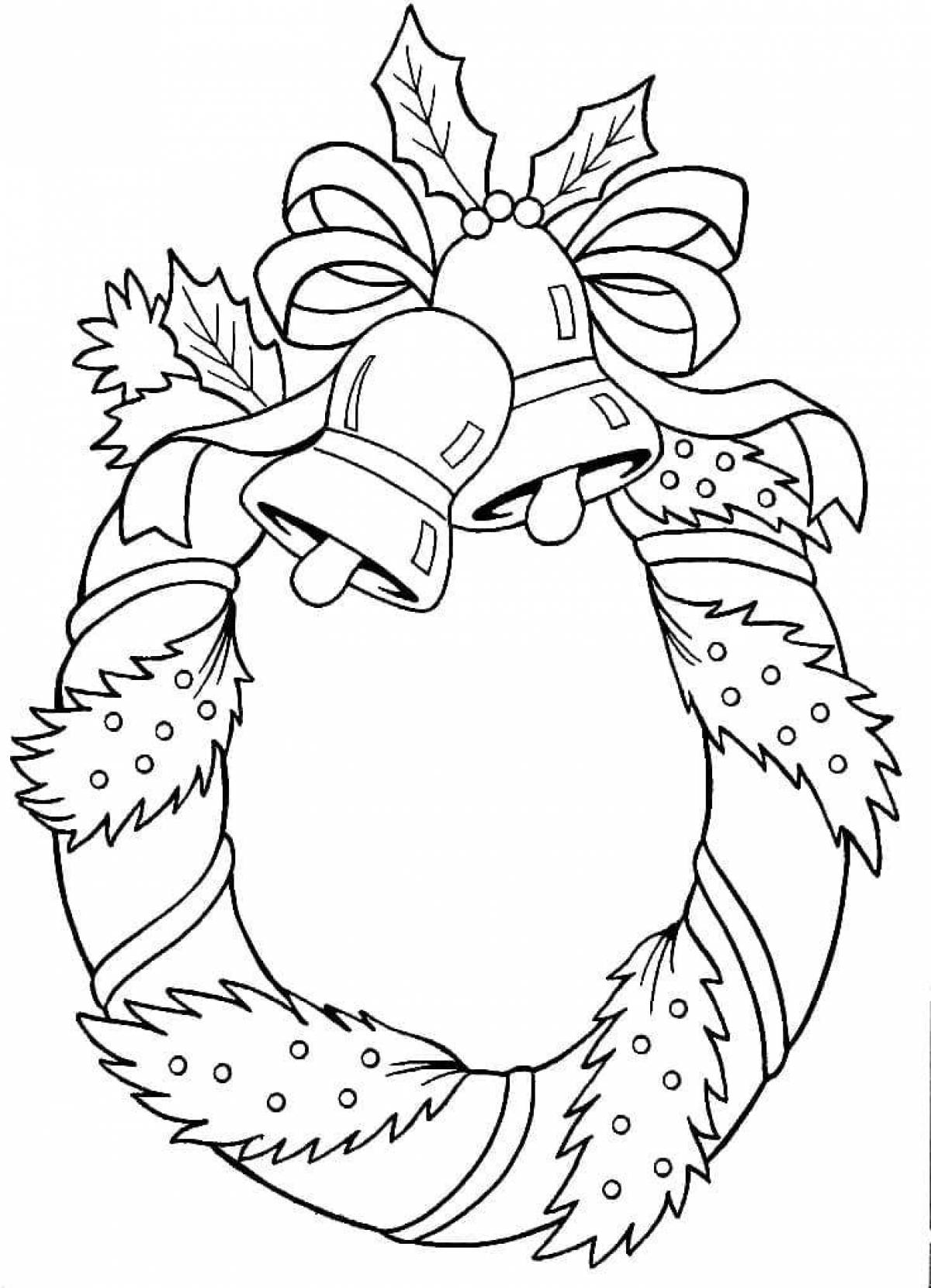 Coloring page merry christmas wreath