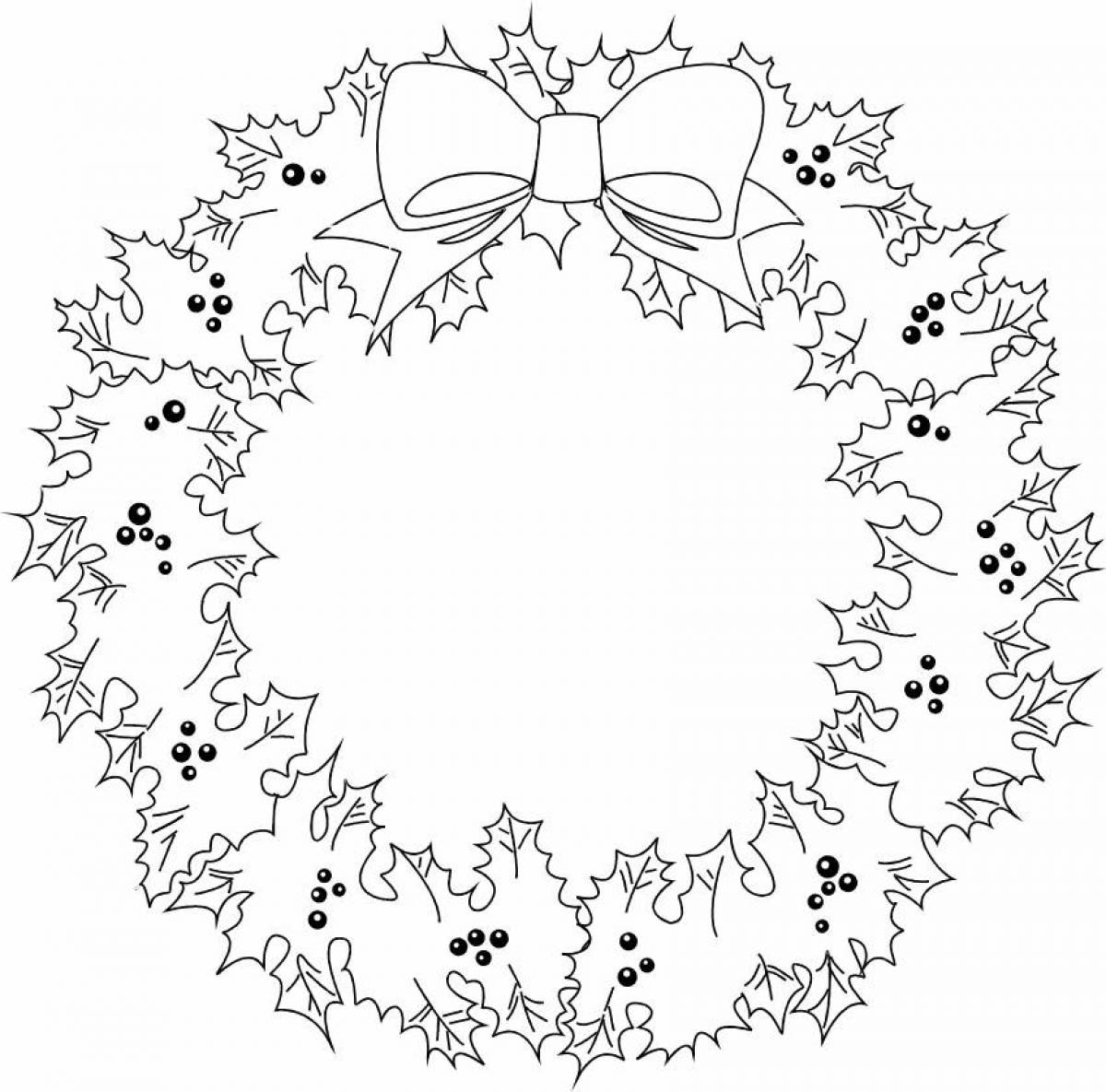 Decorative Christmas wreath coloring page