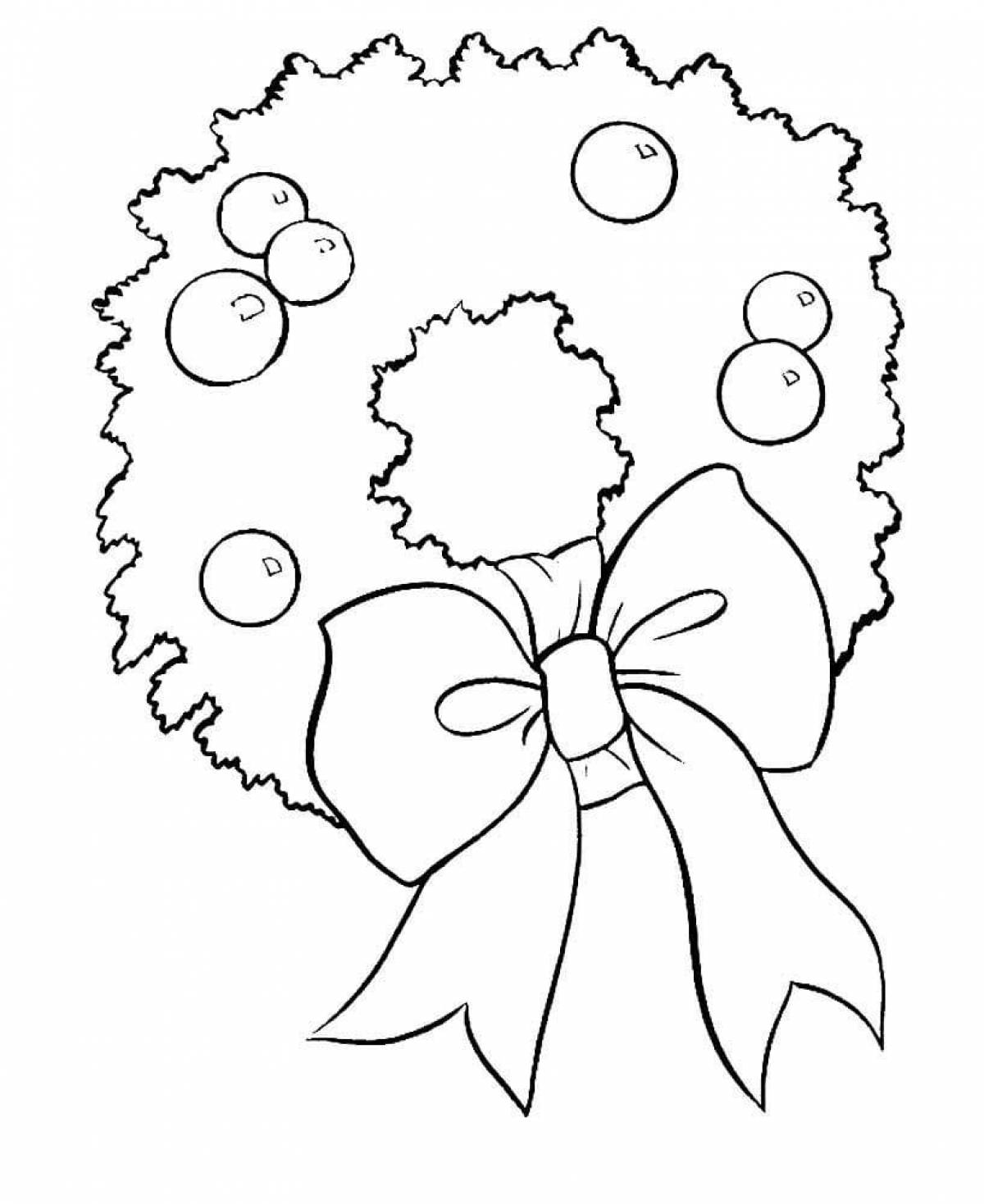 Coloring page beautiful Christmas wreath