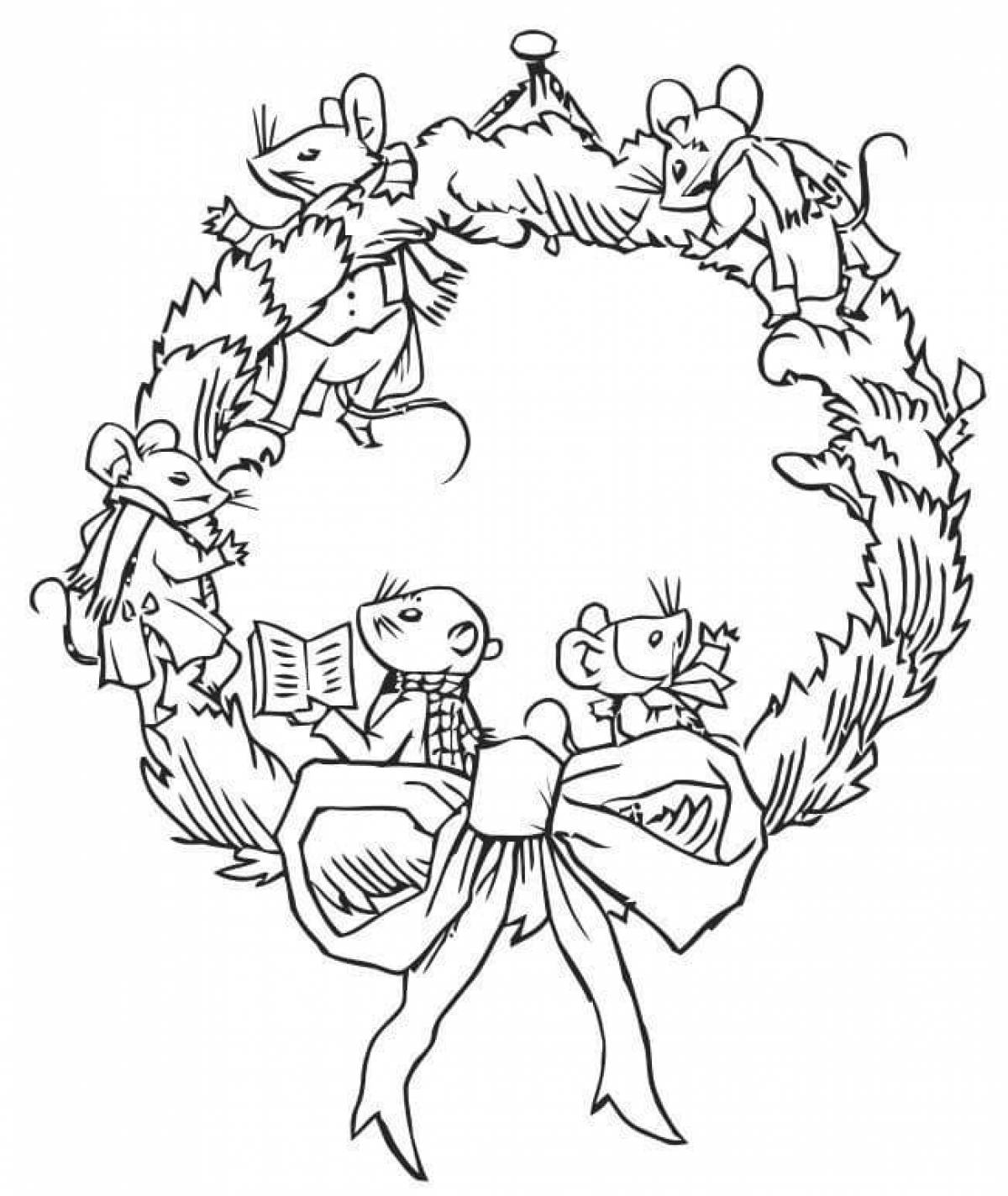 Humorous Christmas wreath coloring book