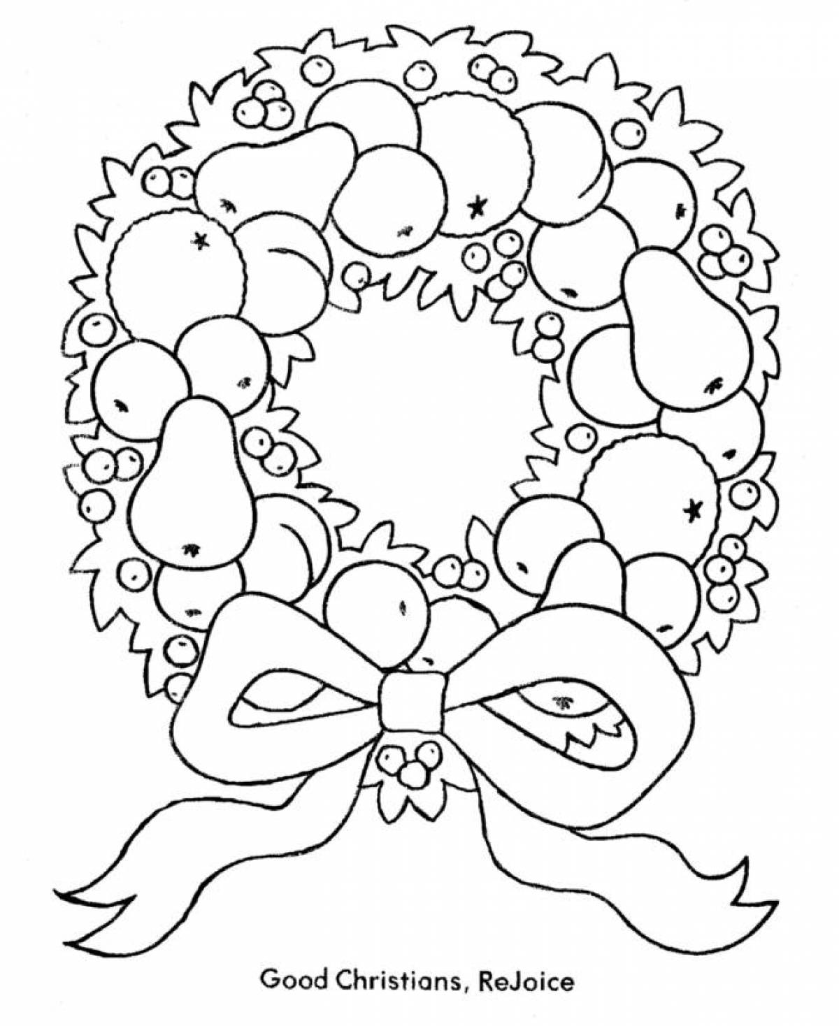 Coloring animated Christmas wreath