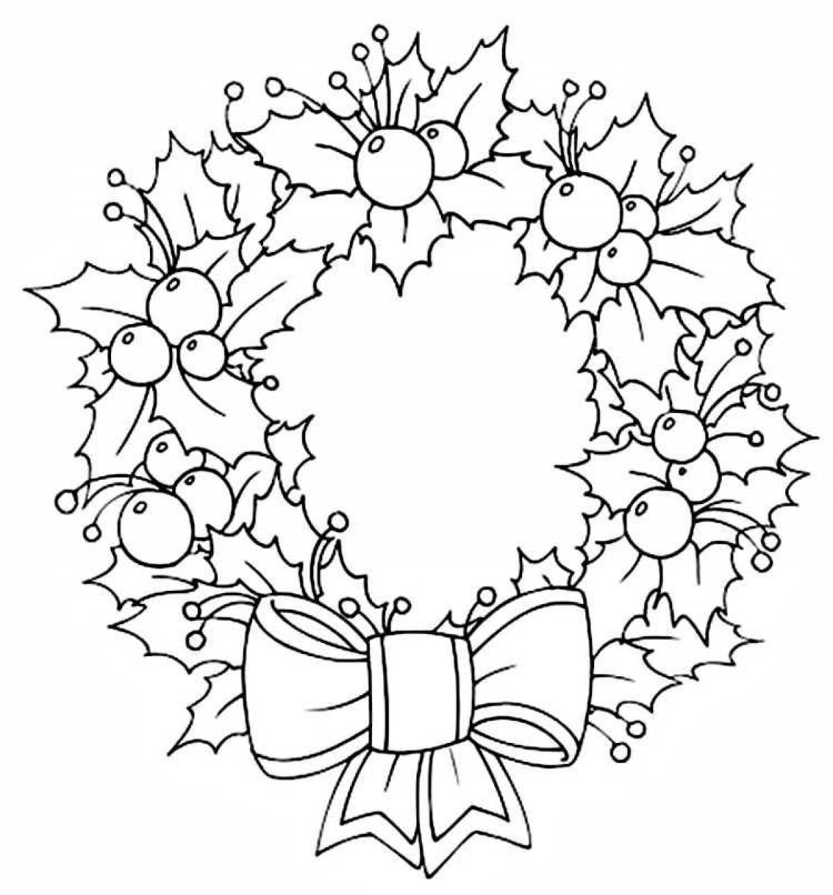 Coloring page animated Christmas wreath