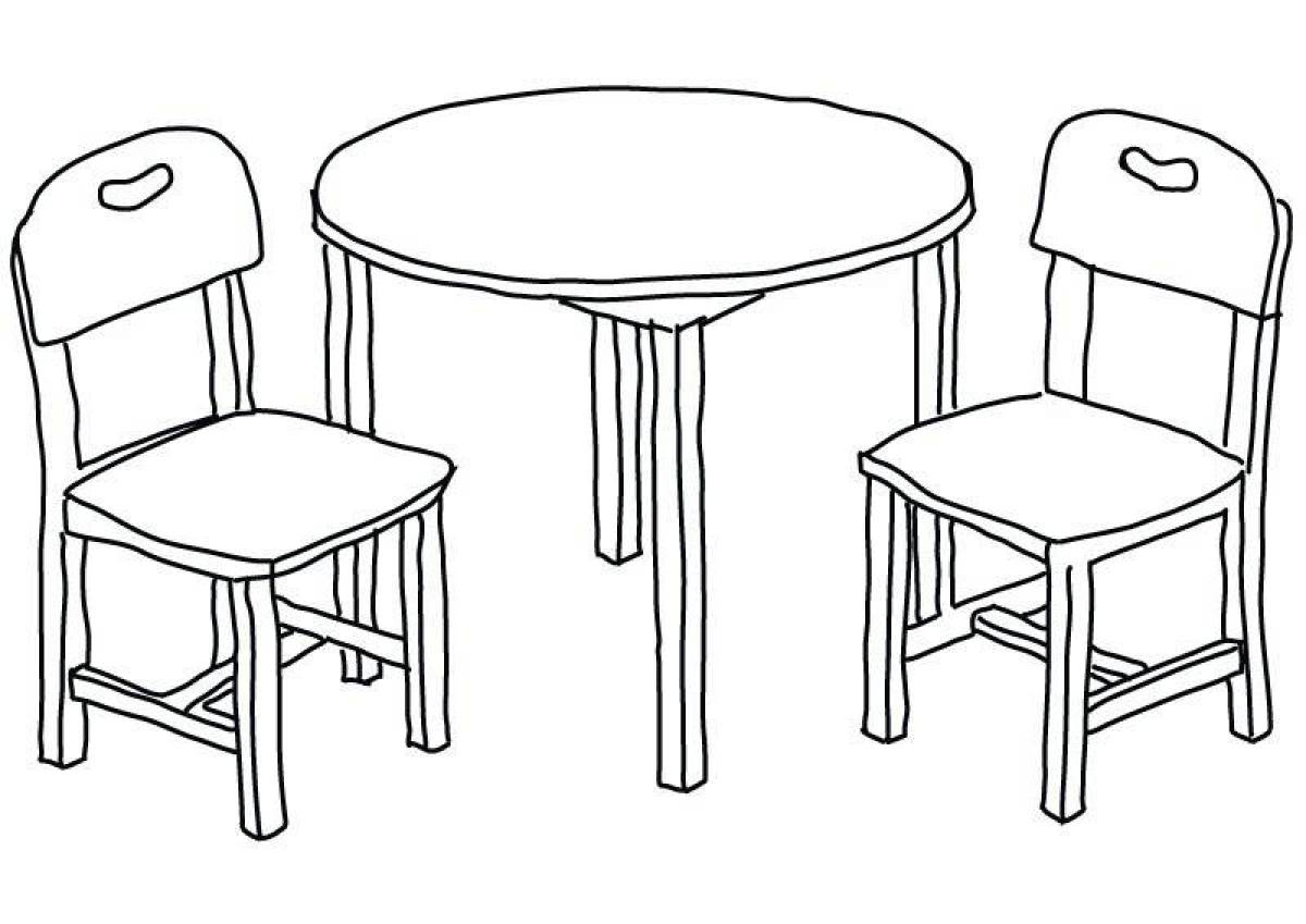 Shining Table Coloring Page for Toddlers