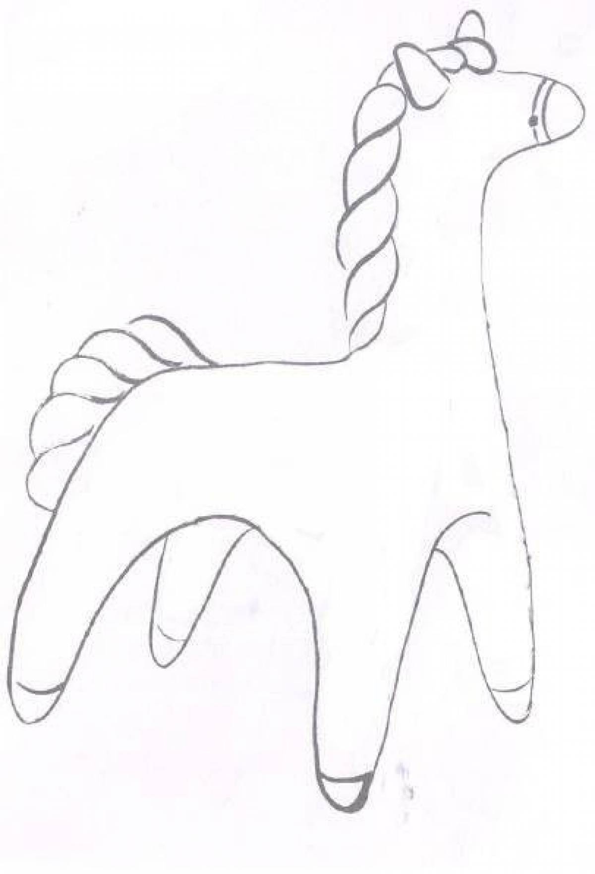 Дымковский конь раскраска - 60 фото