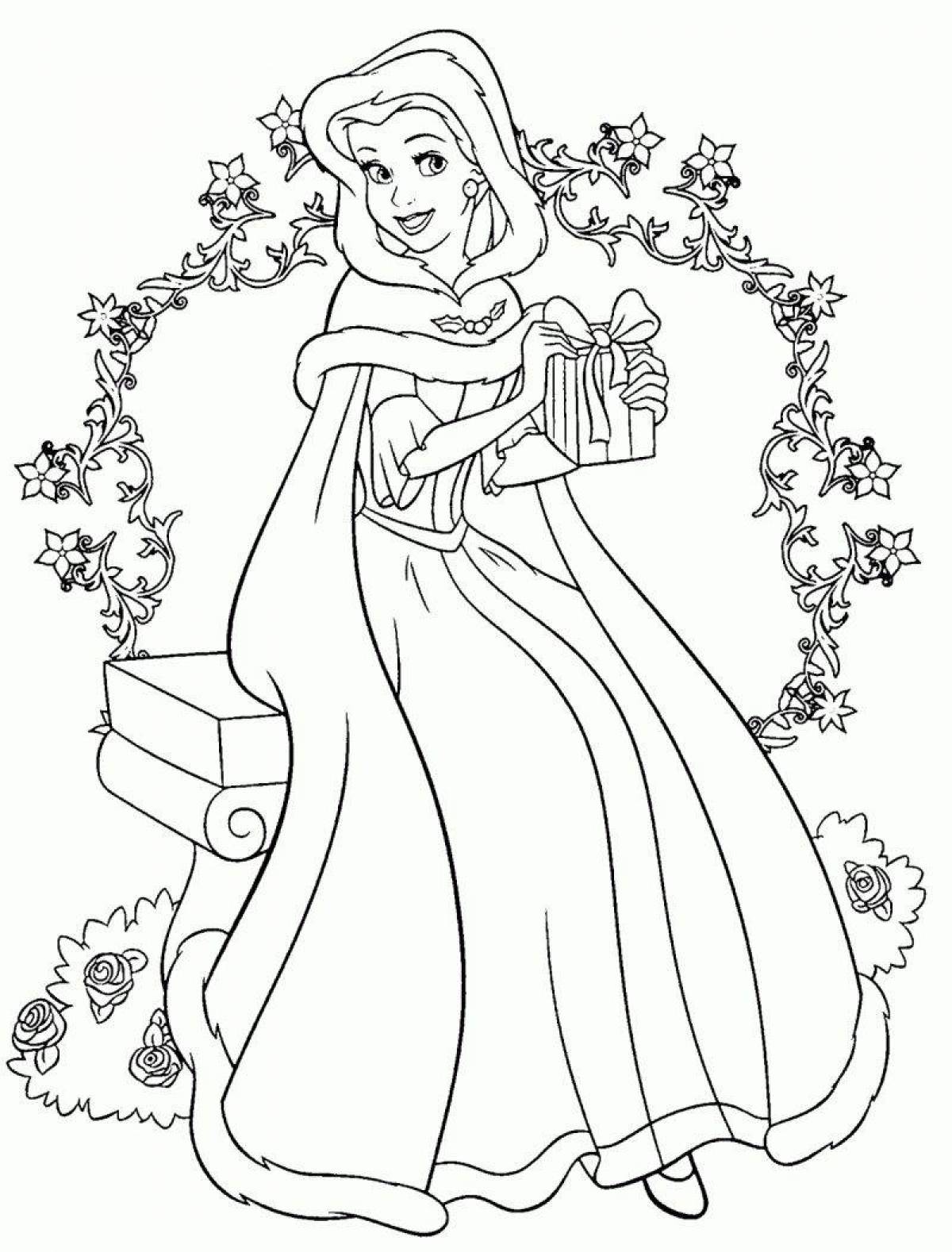 Трансцендентная раскраска принцесс диснея в красивых платьях