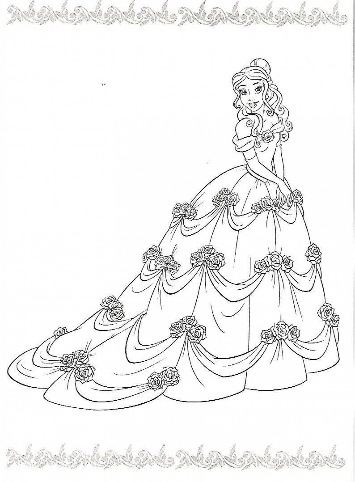 Живая раскраска принцесс диснея в красивых платьях