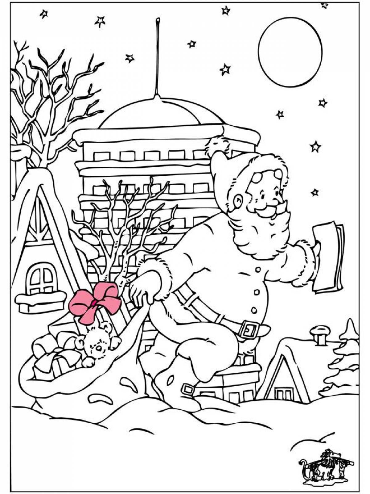 Радостная рождественская раскраска для детей 6-7 лет