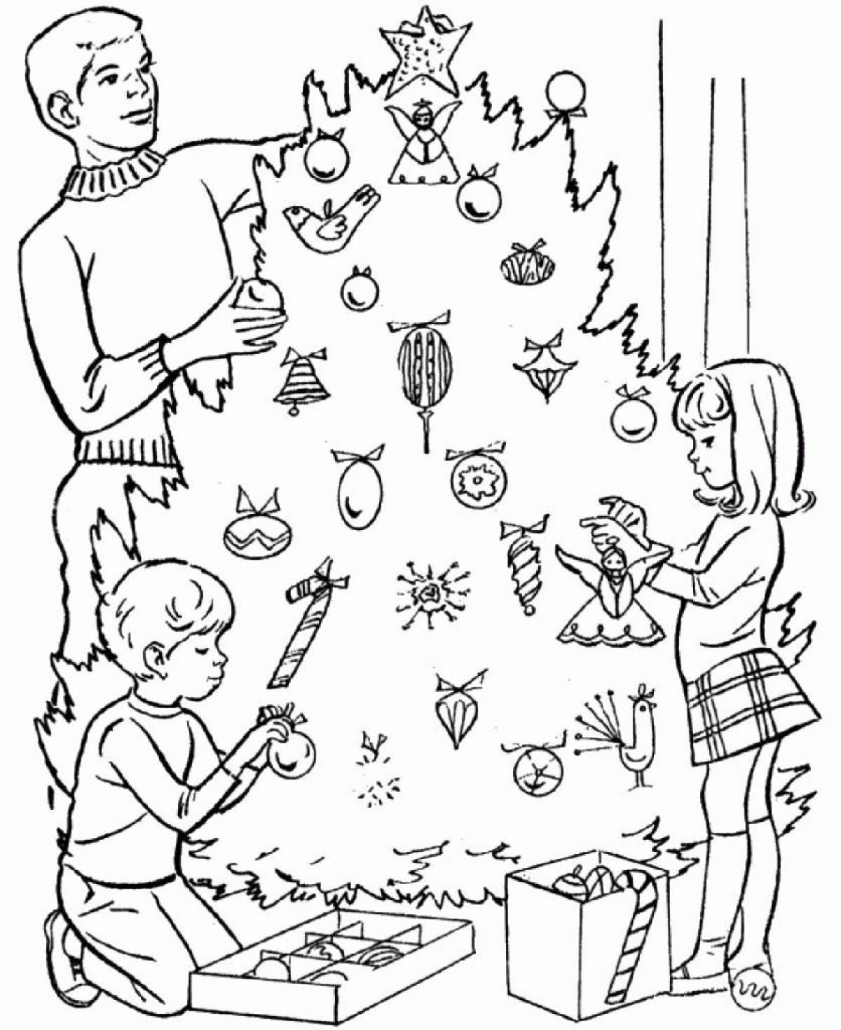 Очаровательная рождественская раскраска для детей 6-7 лет