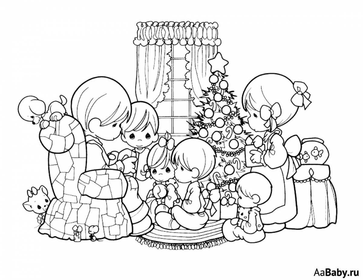 Exquisite Christmas coloring book for 6-7 year olds