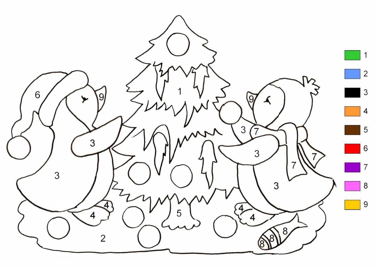 Сказочная рождественская раскраска для детей 6-7 лет