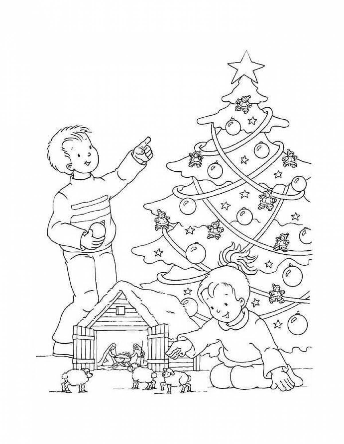 Буйная рождественская раскраска для детей 6-7 лет