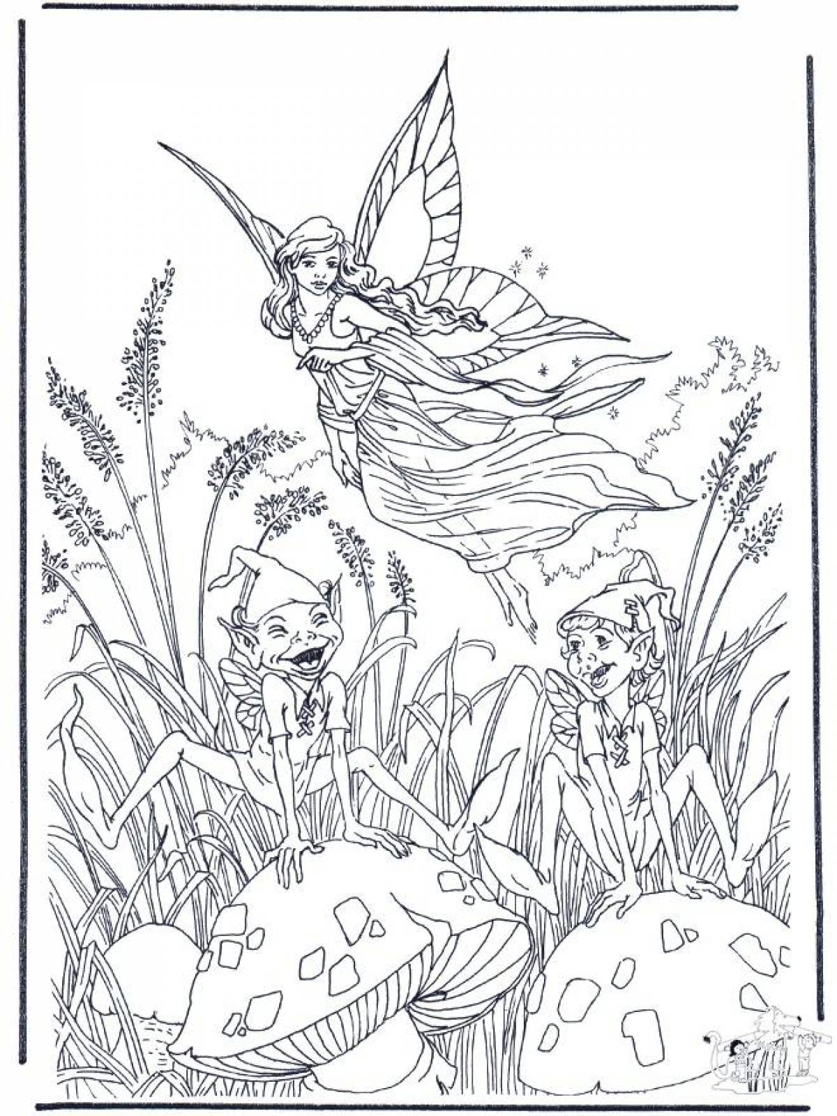 Smiling elf coloring book