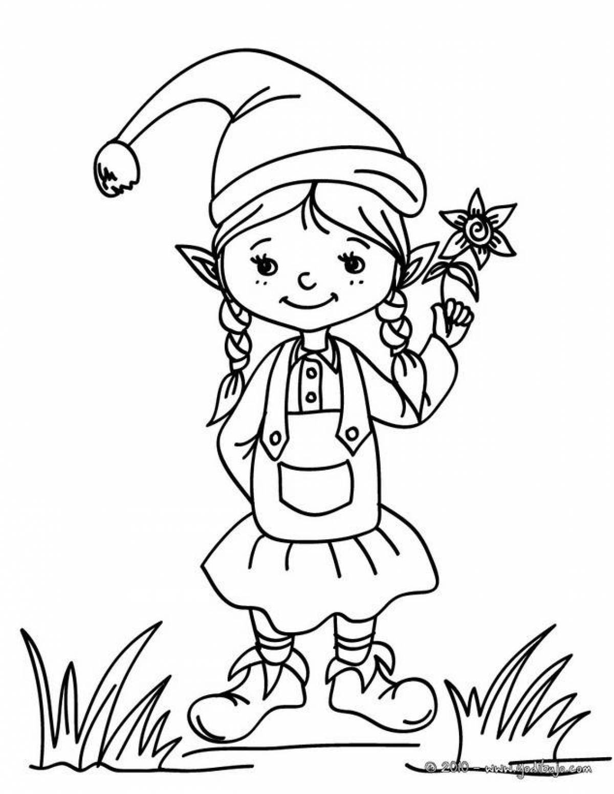 Witty elf coloring book