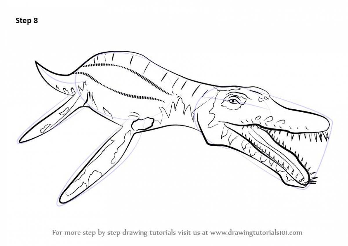 Adorable mosasaurus coloring book