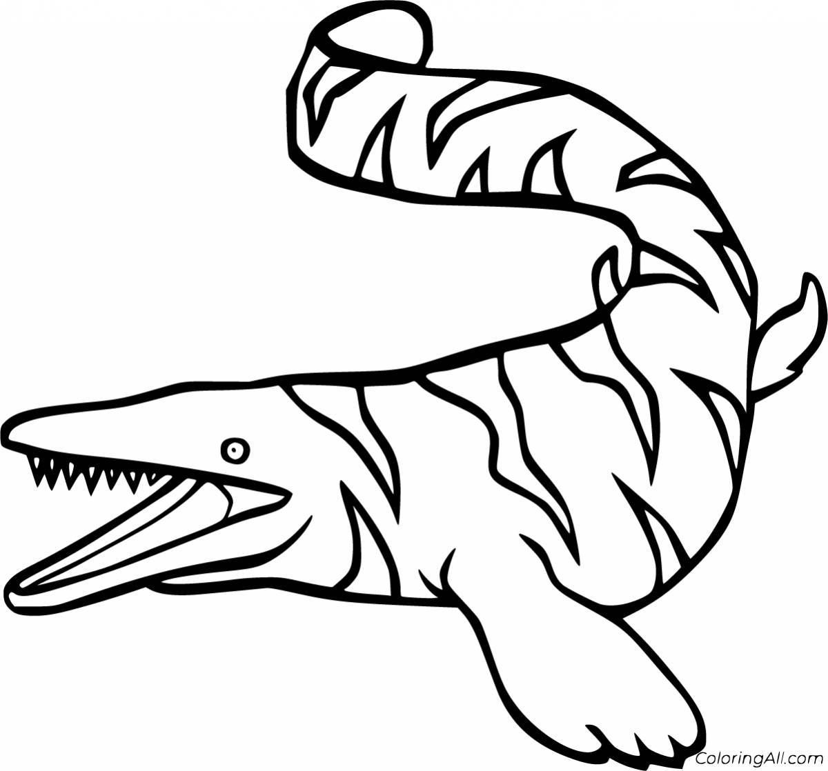Unique mosasaurus coloring page