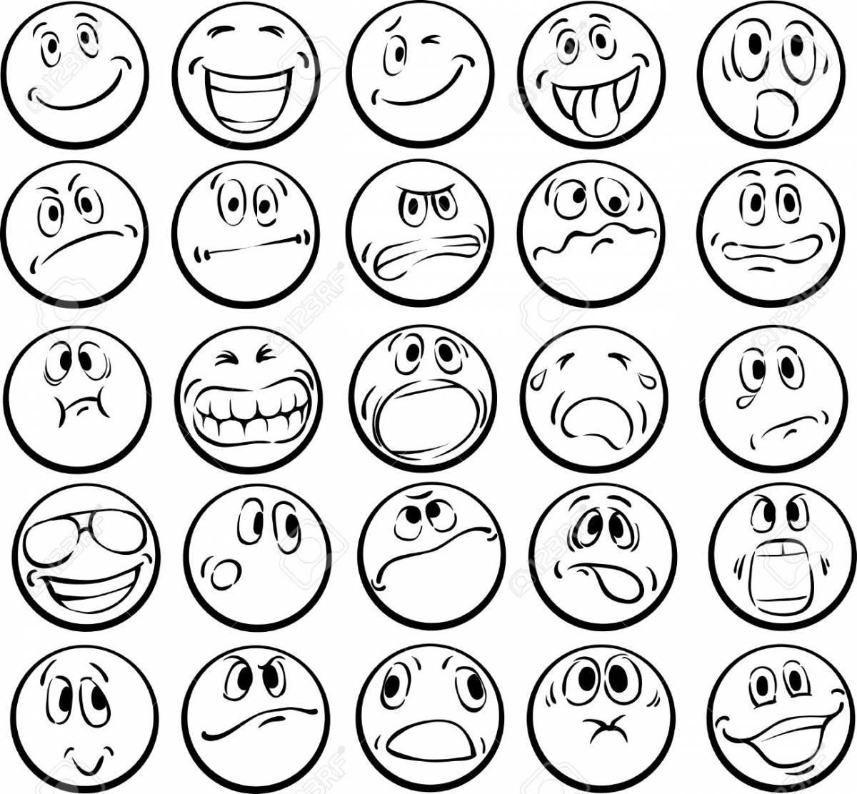 Joyful printable emoji coloring page