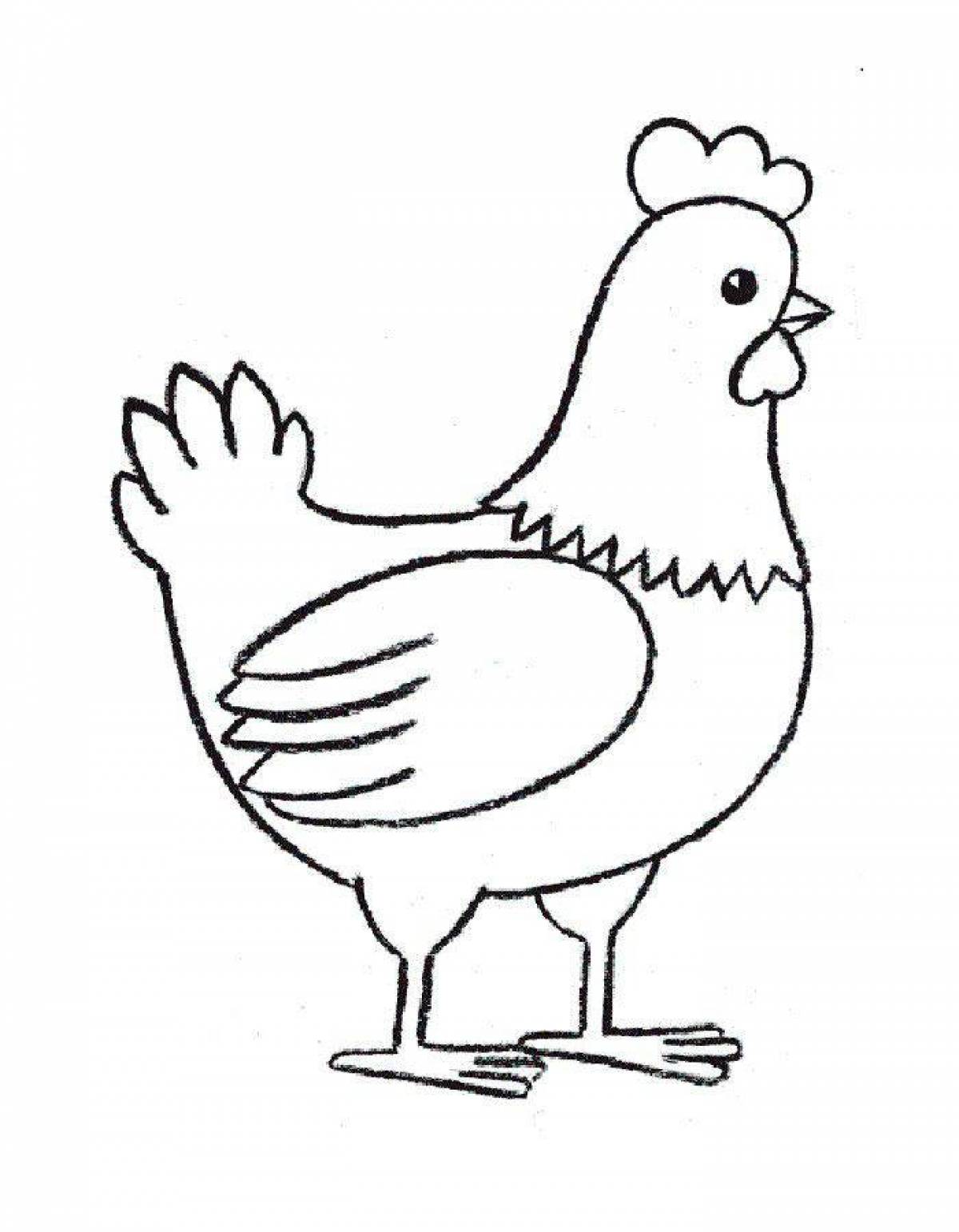 Sweet chicken coloring book for kids
