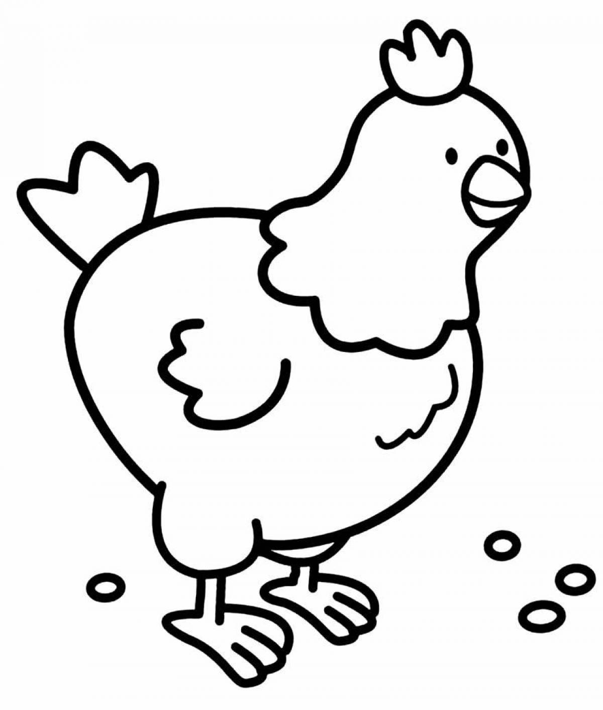 Буйная курица раскраски для детей