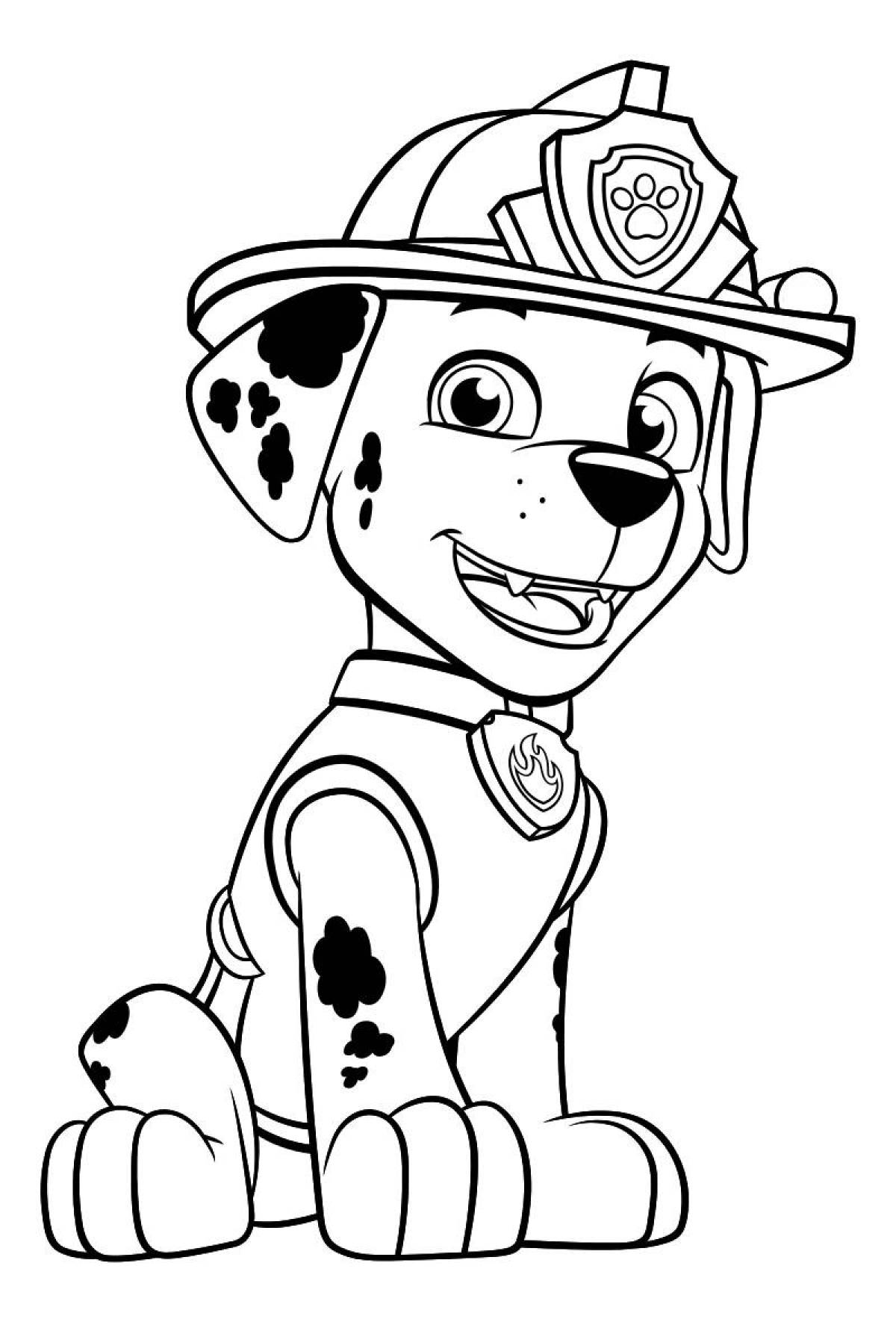 Colorful bright coloring paw patrol marshal