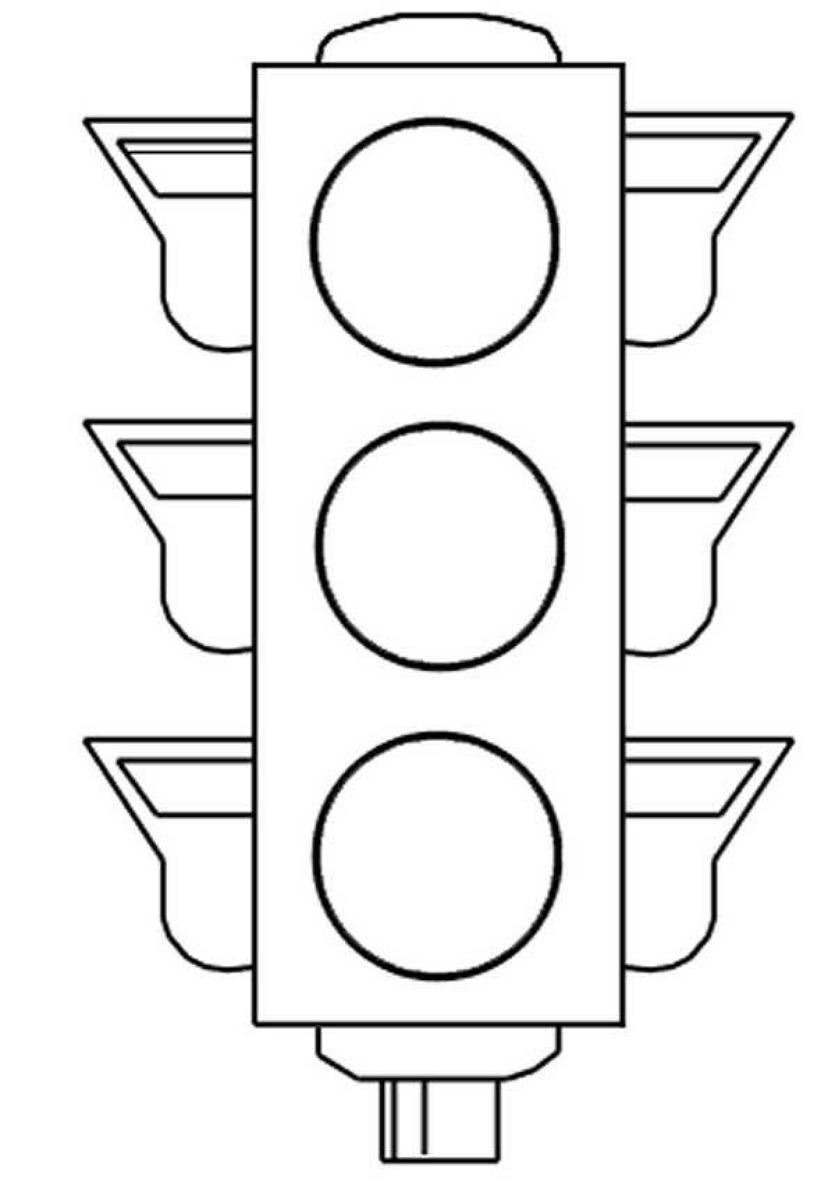 Bright traffic light coloring page for 6-7 year olds
