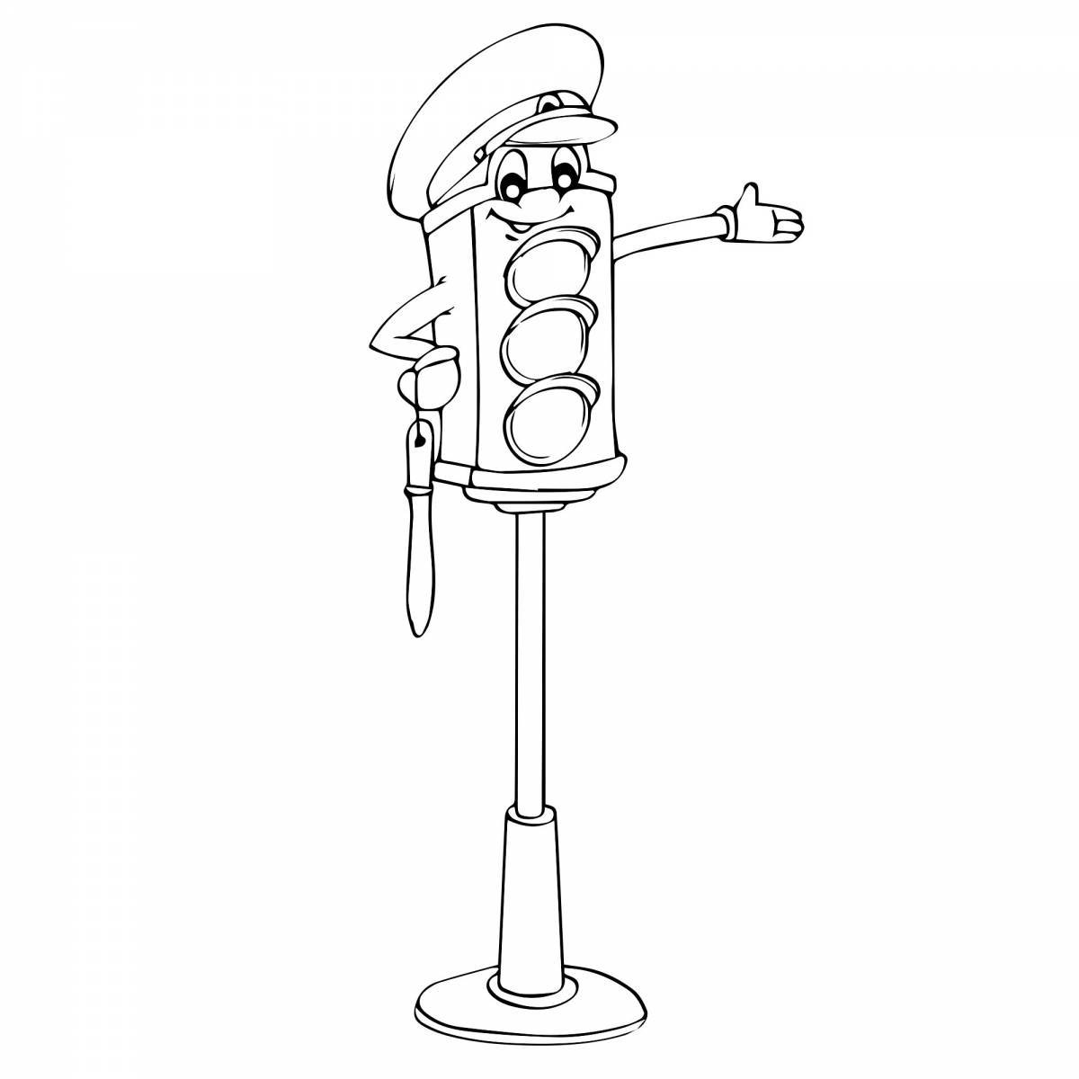 Creative traffic light coloring page for 6-7 year olds