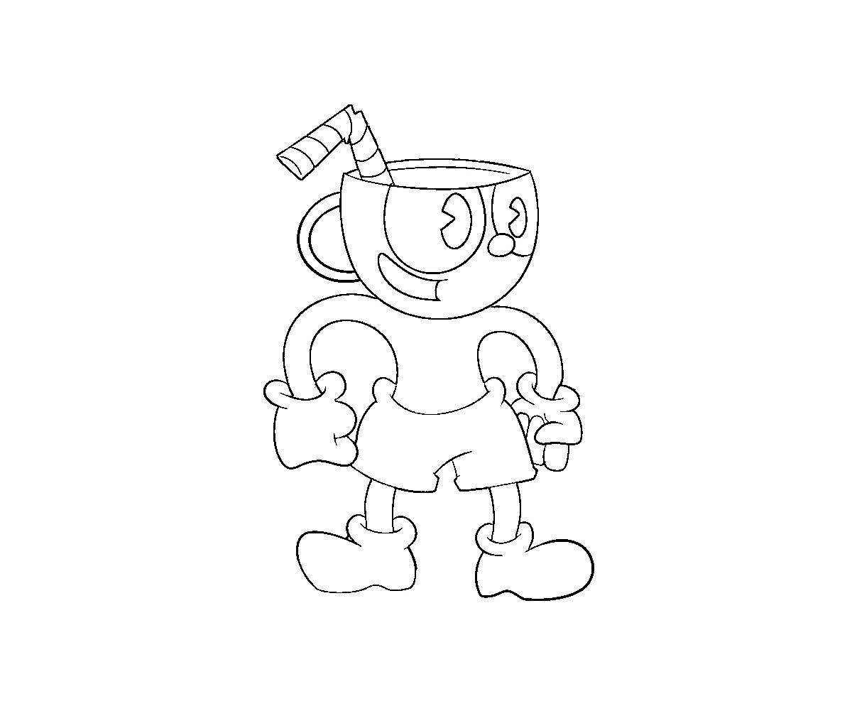 Amazing cuphead coloring page