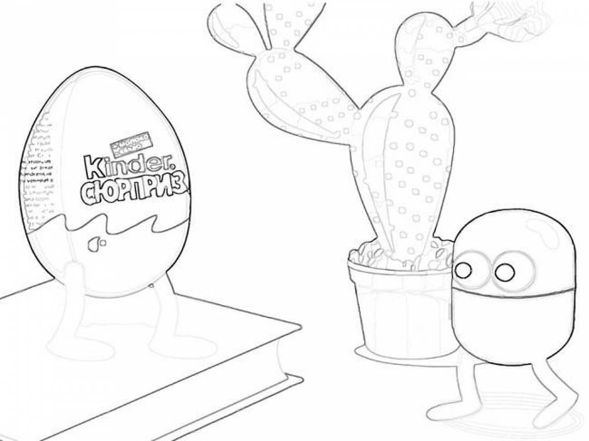 Colorful kinder surprise coloring page