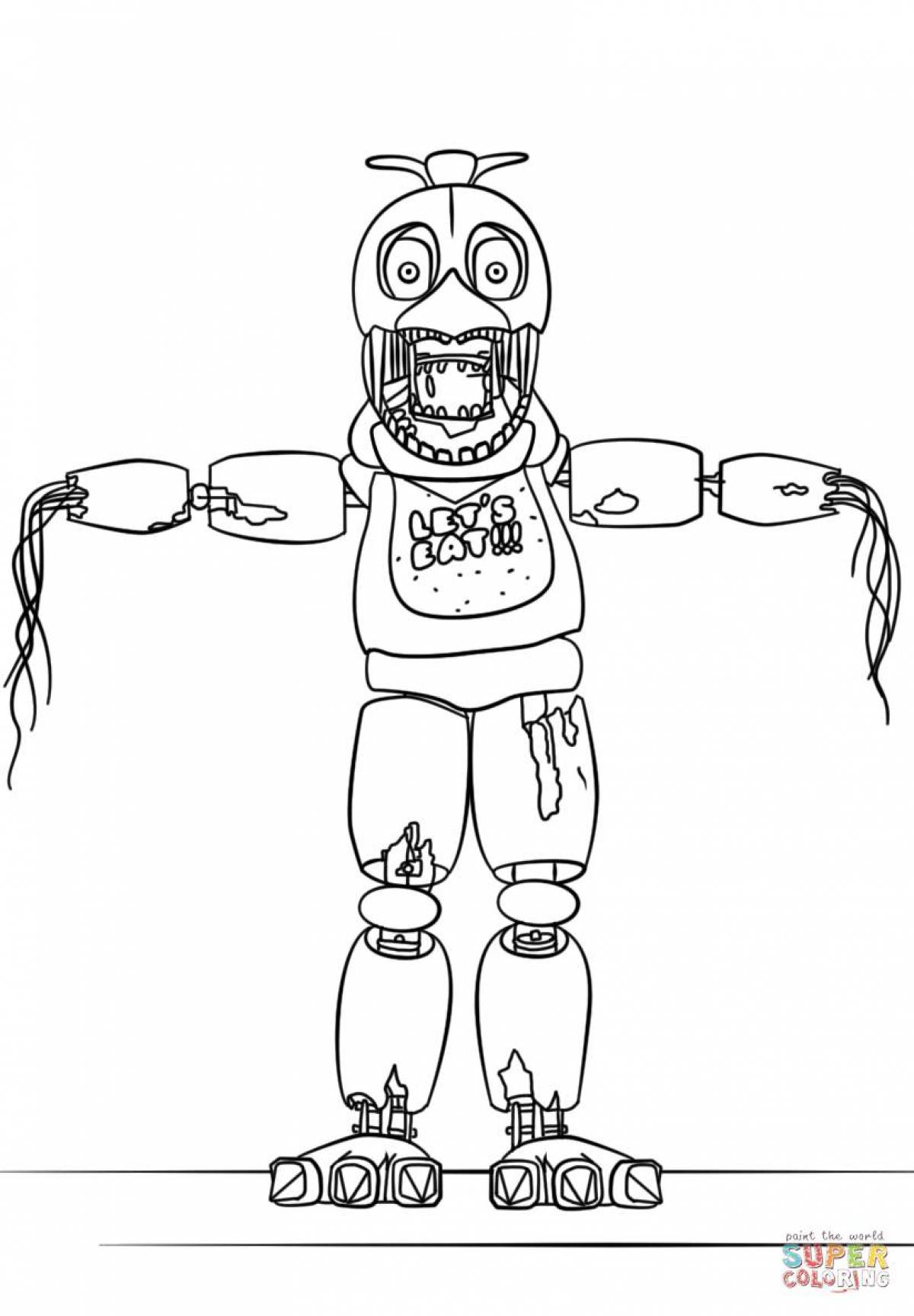 Funny freddy animatronic coloring book