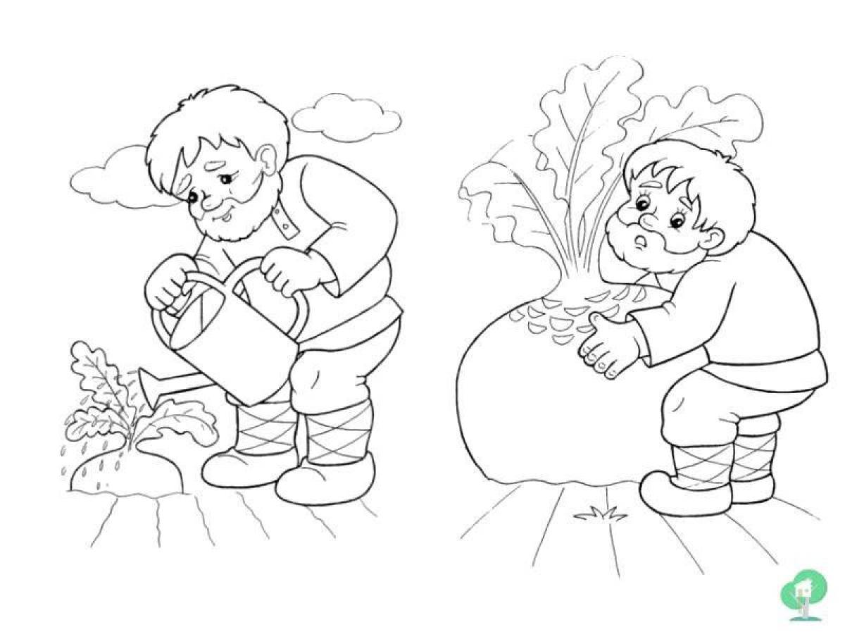 Playful turnip coloring page for kids